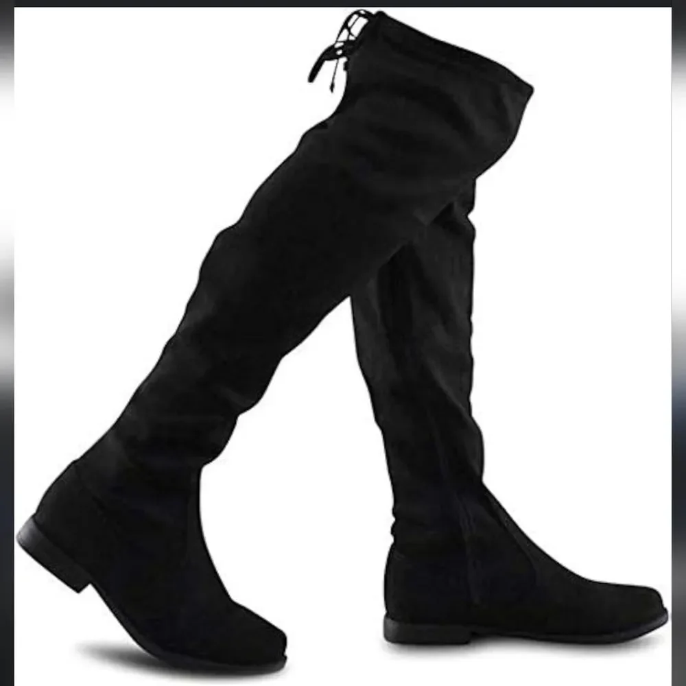 Wild Diva Women's Black Faux Suede Over-the-Knee Boots Size 7